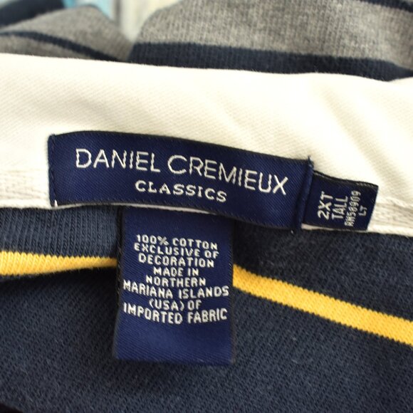 Men's Daniel Cremieux Rugby Shirt Padded Elbow Patches 2XT TALL Blue Striped - Picture 11 of 12